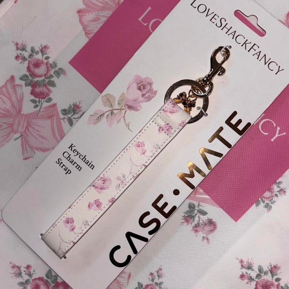 LoveShackFancy case mate Sterling dusk white floral keychain charm strap